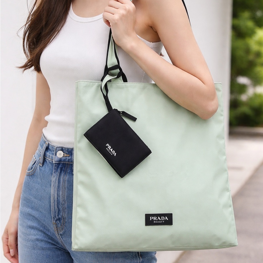 Prada Black and Green  Pouch